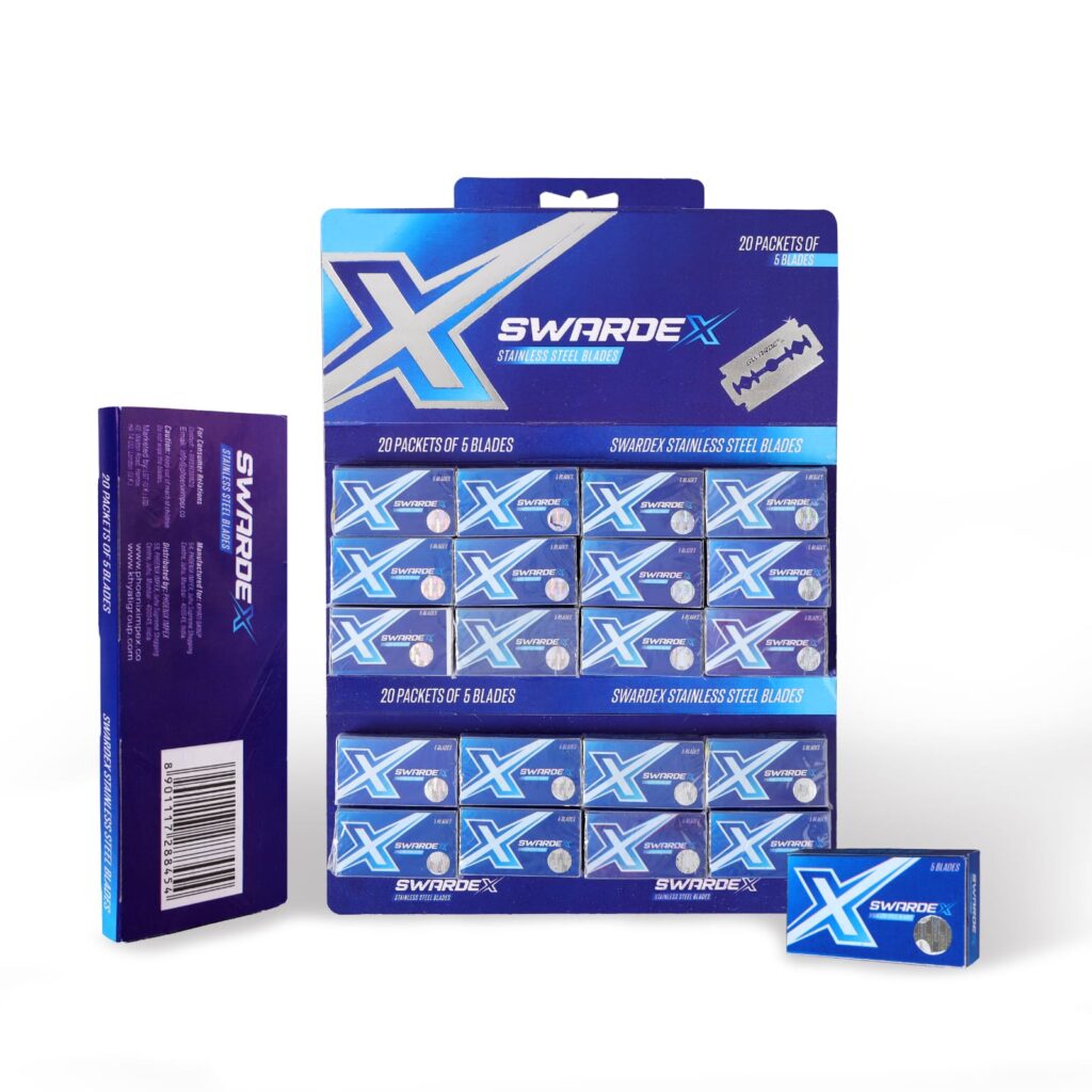 DOUBLE EDGE STAINLESS STEEL SHAVING BLADES- HANGING CARD